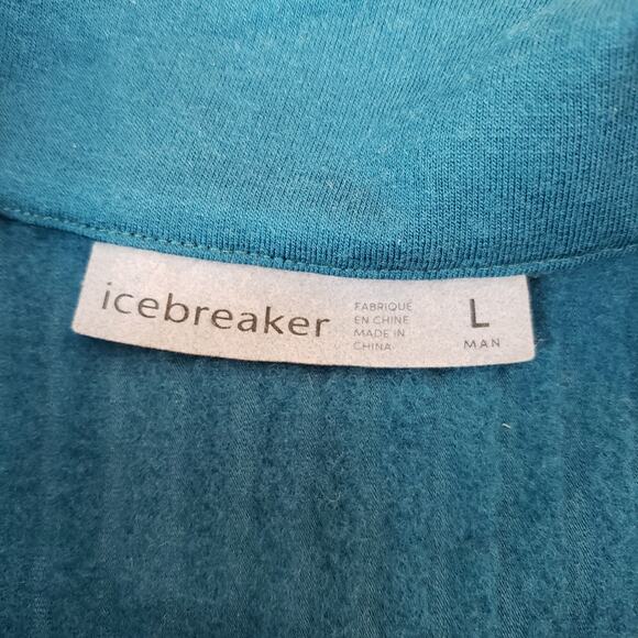 NWT ICEBREAKER RealFleece Descender LS Full Zip Wool Jacket Green Men's Large - Picture 2 of 16